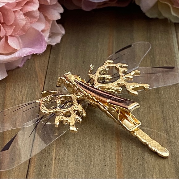 Bohemian Beautiful Gold Dragonfly Hair Clips - Picture 16 of 16
